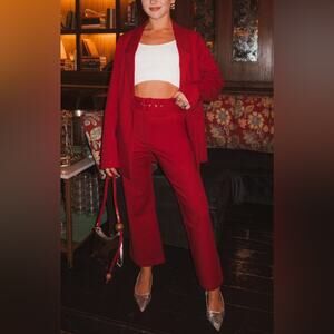 New Show Me Your MuMu DJ Cropped Dress Pants Red Women’s size Small Stretch